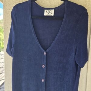 Vintage Deep Blue Mini Cardigan Dress Cover up